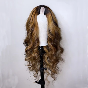 24-дюймовый светлый парик с U-образным вырезом, Европейский парик из человеческих волос Remy, Длинный бесклеевой Еврейский мягкий парик для чернокожих женщин на каждый день