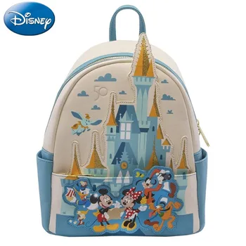 Рюкзаки Disney 50th Anniversary Kawaii, Мини-замок, рюкзак друзей Микки, Кожаные женские студенческие школьные сумки, Посылка в подарок