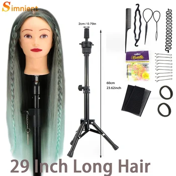 Красочная профессиональная головка для укладки синтетических волос, манекен для причесок, обучающая головка для парикмахерских, манекен для куклы, зажим для аксессуаров