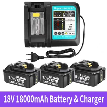 Для Makita 18V 18000mAh аккумуляторная батарея для электроинструментов со светодиодной литий-ионной заменой LXT BL1860B BL1860 BL1850 + зарядное устройство 3A