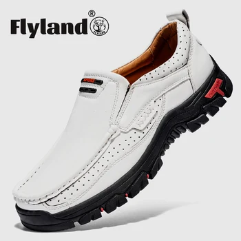 FLYLAND/ Повседневная обувь ручной работы из натуральной кожи для Мужчин, Удобные Лоферы на плоской подошве, Лидер Продаж, Мокасины, Обувь для Вождения, Большой Размер 50