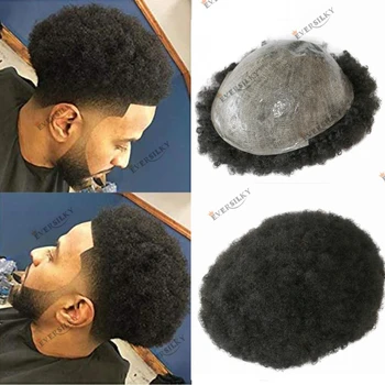 6 мм 8 мм 10 мм Афро Человеческие Волосы Основа для Кожи Замена Волос Парик для Черных Мужчин Прочный Кожный Парик Индийская Система Волос Натуральные Волосы