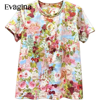 Evagina, модная винтажная футболка с бриллиантами и принтом, элегантная футболка с короткими рукавами, весна-лето, женская новая праздничная футболка 2023