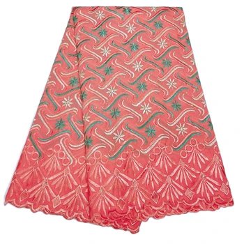 Кружевная ткань из швейцарской вуали с персиковой вышивкой, хлопок, Нигерийская мода, Африканский кружевной материал, новейший дизайн