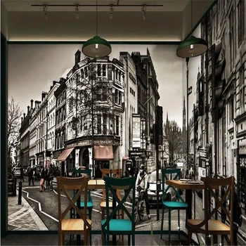 Beibehang 3D стереоскопическая большая дорога черно-белое кафе, ресторан, фреска, камерные обои, фон для гостиной, 3d обои