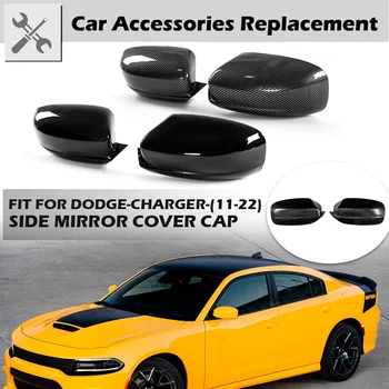 Рифмующаяся Боковая крышка зеркала заднего вида, крышки боковых зеркал, Глянцевые черные автомобильные аксессуары из углеродного волокна, подходящие для Dodge Charger 2011-2022