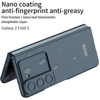 Ультратонкий Жесткий чехол для ПК Samsung Z Fold5 Case с Окошком скольжения объектива Роскошный Противоударный Чехол для Galaxy Z Fold 5 Case