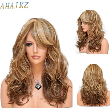 Длинный волнистый коричневый парик из синтетических волос для чернокожих женщин, темно-коричневая Объемная волна, Косплей из натуральных термостойких волос