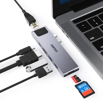 HUB-M24 7-В-2 Type C к USB-C 3,0 2,0 4K HDMI-совместимый адаптер-концентратор Док-станция для MacBook Pro/Air USB-адаптер USB C-концентратор