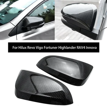 Декоративная накладка на боковое зеркало заднего вида из углеродного волокна для Toyota Hilux Revo Vigo Fortuner Highlander RAV4 Innova