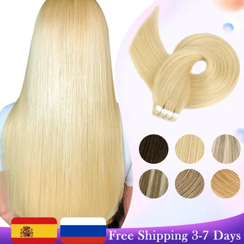 Остроумная лента для наращивания человеческих волос прямой машинкой Remy Европейский натуральный бесшовный уток из кожи 12 дюймов цветовая смесь 10/20 шт