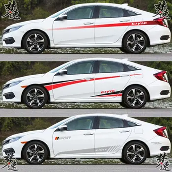 Для автомобильных наклеек Honda Civic 2016-2020, персонализированные модные цветные полоски на талии, декоративные наклейки Civic