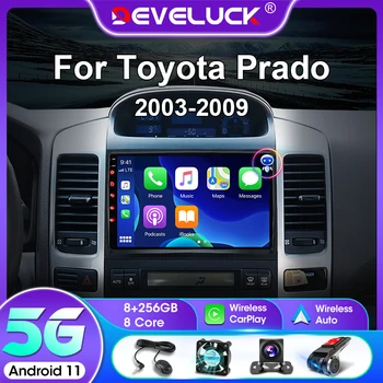 Develuck 2 Din Android 11 Автомобильный Радиоприемник Стерео для Toyota Land Cruiser Prado 120 LC120 2003-2009 Мультимедийный Плеер GPS Carplay DVD
