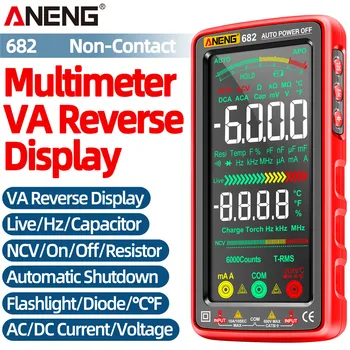 ANENG 682 Мультиметр Большой Цветной Экран AC/DC Амперметр Тестер Напряжения Перезаряжаемый Омный Диодный Тестер Инструменты для Электрика Smart