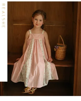 Милое платье Принцессы с цветами для маленьких девочек 2023, Платье Принцессы без рукавов с цветочным рисунком, Платья для девочек, Детская одежда