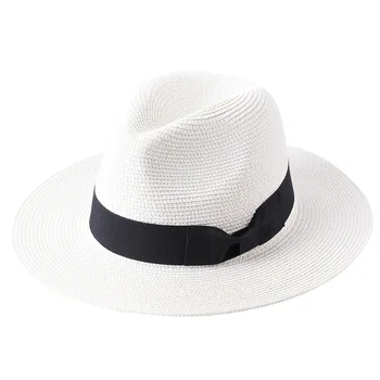 Летние женские шляпы с широкими полями, однотонная лента, Верхняя шляпа с пряжкой на ремне, Повседневные уличные пляжные соломенные шляпы ручной работы