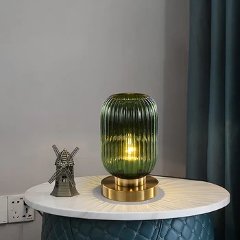 Современный ретро ресторан тыквенный шар стеклянная настольная лампа Креативный кабинет лампа для гостиной Простая прикроватная лампа Светодиодные декоративные светильники