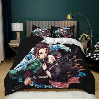 Роскошный комплект постельного белья с героями японского аниме для мальчиков, пододеяльник, наволочка, король, королева, полноразмерный комплект одеял