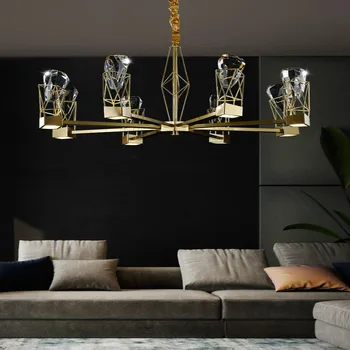 Хрустальная люстра, простая лампа в стиле постмодерн, медная лампа для столовой, индивидуальность дизайнера, Креативная спальня