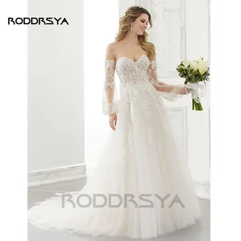 RODDRSYA Boho Элегантные Свадебные платья Для женщин 2023, Аппликации, Милая Пуговица Со Съемным Пышным рукавом, Vestidos De Novia
