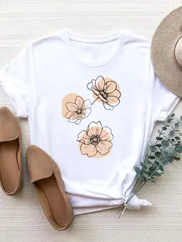 Прекрасный цветочный тренд, одежда в стиле 90-х, Женская футболка с графическим рисунком, Женская футболка с принтом, модная базовая футболка, верхняя одежда