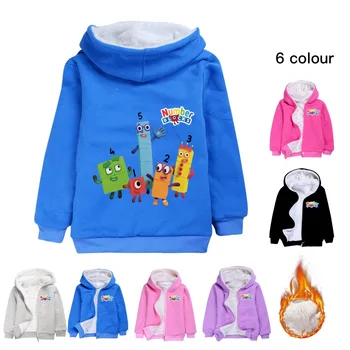 Детский костюм Numberblocks, зимняя одежда для маленьких девочек и мальчиков-подростков, сохраняющая тепло, утепленная бархатная зимняя куртка с капюшоном, детское пальто
