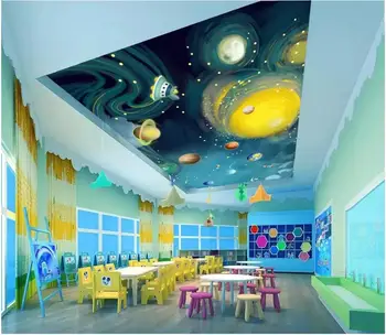 3d обои фотообои на заказ Детский мультфильм планета гостиная роспись потолочные фрески 3d настенные росписи обои стены 3 d