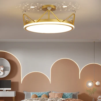 Встраиваемые светодиодные потолочные светильники Crown для детской спальни, теплые и романтичные, креативные личности, комната для мальчиков и девочек, Хрустальная лампа