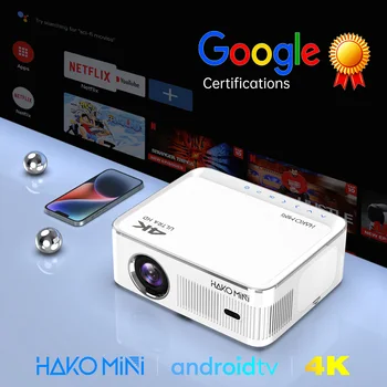 Проектор HAKOMiNi 4K 2G/8G 1080P HD с сертифицированным Google квадроциклом 2,4 G + 5G WIFI