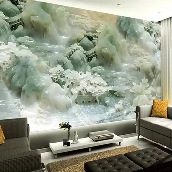 beibehang 3D стереоскопический пейзаж китайский нефрит обои для гостиной спальни ТВ фон настенная роспись покрытие papel de parede
