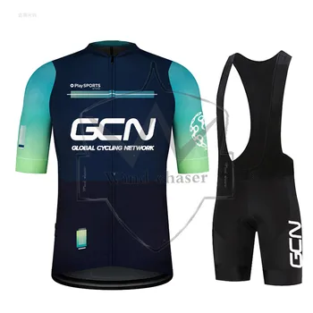 лето 2024, Комплекты из джерси для велоспорта GCN, Мужская велосипедная одежда с коротким рукавом, майо для велоспорта, Джерси + Шорты-нагрудник