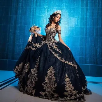 Темно-синее платье Принцессы 15 лет, Пышные платья, Милое платье 16 лет, Бальное платье от Coleccion Charro, платья для выпускного вечера