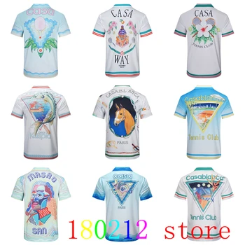 Рубашки с коротким рукавом серии Thin Silk CASABLANCA с несколькими рисунками, мужские и женские рубашки высокого качества для Гавайского пляжного теннисного КЛУБА, топ