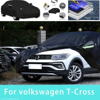 Для Volkswagen T-Cross, наружная защита, Полные автомобильные чехлы, Снежный покров, Солнцезащитный козырек, Водонепроницаемые пылезащитные внешние автомобильные аксессуары
