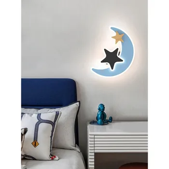 Скандинавский Детский Креативный Лунный Звездный светодиодный настенный светильник из железного дерева для гостиной, Прихожей, прикроватной тумбочки, Декоративного ночника, Сменного светильника