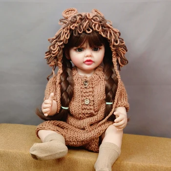 Полностью силиконовая кукла Reborn Baby Girl 55 см 22 дюйма, реалистичные Длинные Волосы, реалистичная принцесса, Малышка Бебе, подарок на День рождения