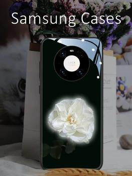 Ретро Камелия Светодиодный Светящийся Чехол Для Телефона из Закаленного Стекла Samsung S21 S22 S23 Note 10 20 A14 A53 A73 Plus Ultra
