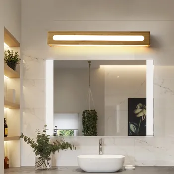 Скандинавский светодиодный настенный светильник в минималистичном стиле с деревянной лентой, Бра для ванной комнаты, гостиничного туалета, кабинета, гостиной, Светильник Lustre