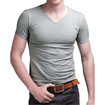 A1392, летние новые мужские футболки 2020, однотонные, приталенные, трендовые, повседневные, с короткими рукавами, модные