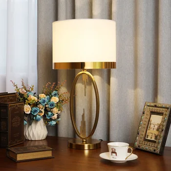 Современные настольные лампы в форме металлической трубы, Скандинавский декор для гостиной, Тканевый светильник для спальни, Украшение стола 