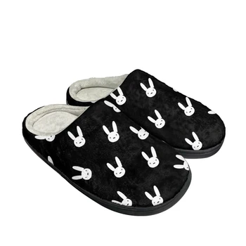 Горячие и крутые Модные хлопковые тапочки Bad Bunny на заказ, Мужские и женские сандалии, Плюшевая Повседневная обувь, сохраняющая тепло, удобные тапочки