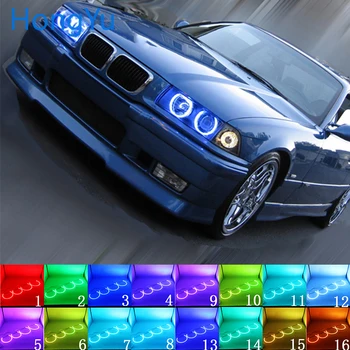 Новейшая фара Многоцветная RGB LED Angel Eyes Halo Ring Eye DRL RF Пульт Дистанционного Управления для BMW 3 Серии E36 1990-2000 Аксессуары