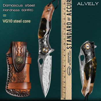 Складной нож из дамасской стали VG10, самозащита, шарикоподшипниковый карманный нож, открытый кемпинг, тактический охотничий складной нож для выживания