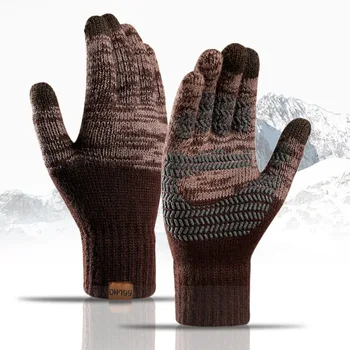Вязаные перчатки Youpin, мужские осенне-зимние бархатные теплые перчатки с сенсорным экраном и офсетной печатью, подходящие по цвету