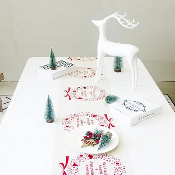 Рождественский стол Флаг, скатерть из хлопка и льна, украшение кухонного стола в виде Снежинки лося, украшение для семейной вечеринки в помещении на открытом воздухе