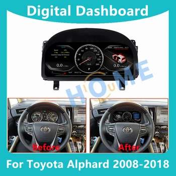 Цифровая панель приборной панели Виртуальная приборная панель Кокпит ЖК-экран Спидометр Для Toyota Alphard 2008-2018