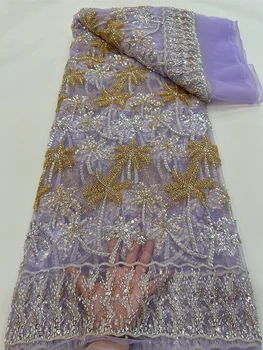 Кружевные ткани для Жениха в нигерийском стиле, Африканская Кружевная ткань, Высококачественная Кружевная вышивка, Блестки, бисер, французская Кружевная ткань для платья QF0746