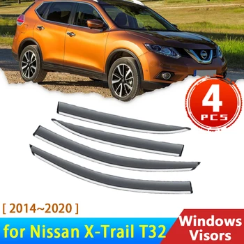 Автомобильные Козырьки на окна для Nissan X-Trail X Trai XTrail T32 Rogue 3 2014 ~ 2020 Аксессуары Дефлекторы Защита От Дождя Для Бровей Солнцезащитный Козырек