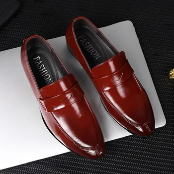 Мужская Кожаная обувь большого размера, Деловая официальная мужская обувь в британском стиле, Молодежная Дышащая обувь, Повседневная Кожаная обувь