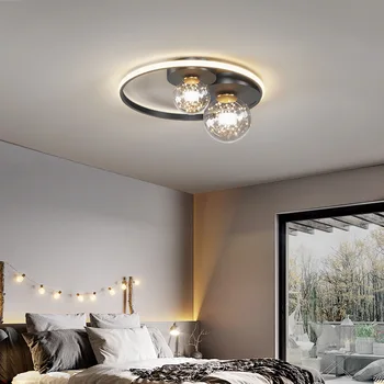 Современные потолочные светильники nordicLed, потолочный светильник из черного стекла для гостиной, кухни, столовой, детской спальни, светодиодные ленты для освещения